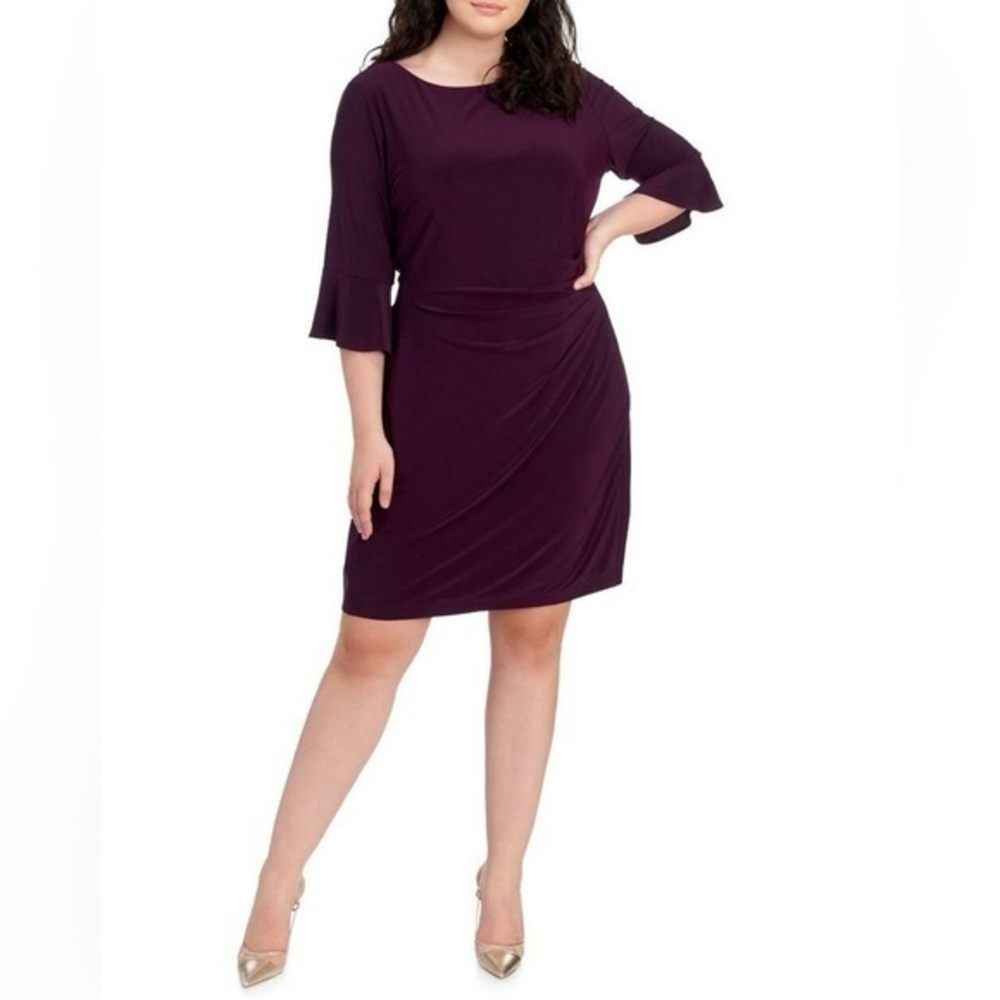 Anne Klein Deep Purple Long Sleeve Dress